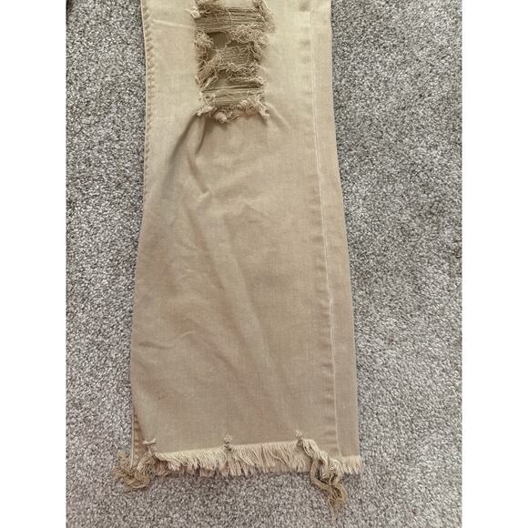 Risen High Rise Women's Distressed Jeans in Sand, 7/28 - Picture 5 of 9